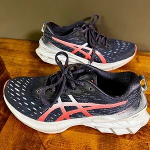 ASICS Dark Blue and Coral Athletic Shoes